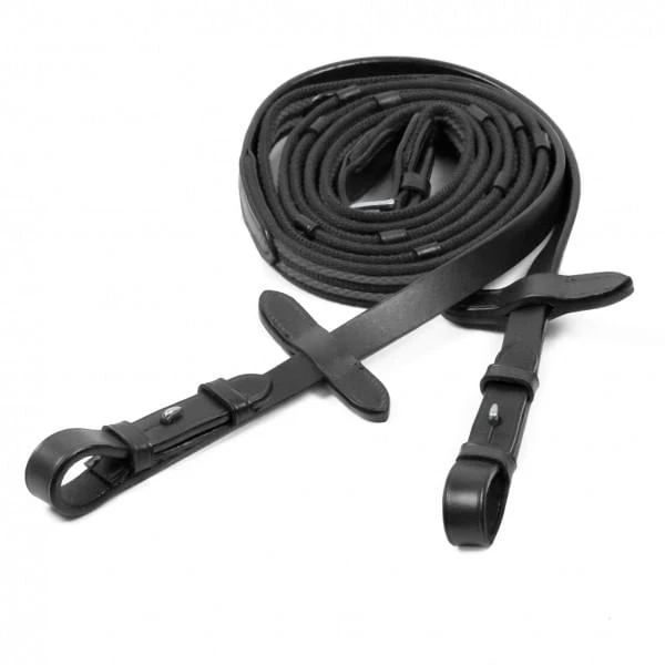 Schockemohle Sports Rubber Grip Web Reins - Black/Silver 1 Schockemohle Sports Rubber Grip Web Reins - Black/Silver