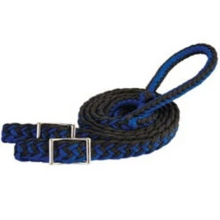 Weaver Braided Nylon Barrel Reins - Black/Blue
