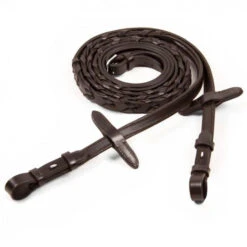 Schockemohle Sports Reinforced Laced Reins - Brown/Silver