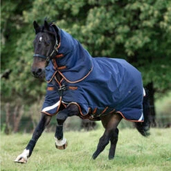 Rambo Supreme 50g 1680D Turnout Blanket - Navy/Orange/Tan/Brown