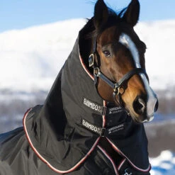 Rambo Supreme 1680D 250g Turnout Hood - Black/Orange/Black