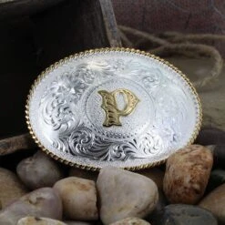 Montana Silversmiths Initial P Silver Engraved Gold Trim Western Belt Buckle (700P) 5 Montana Silversmiths Initial P Silver Engraved Gold Trim Western Belt Buckle (700P) -Birkenstock Store 497010 800 auto