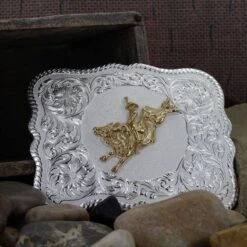Montana Silversmiths Scalloped Silver Western Belt Buckle With Bull Rider (61669-528) 5 Montana Silversmiths Scalloped Silver Western Belt Buckle With Bull Rider (61669-528) -Birkenstock Store 497025 800 auto