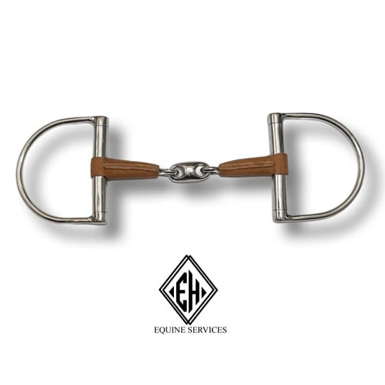 EH Equestrian Double Jointed Leather Bit 1 EH Equestrian Double Jointed Leather Bit